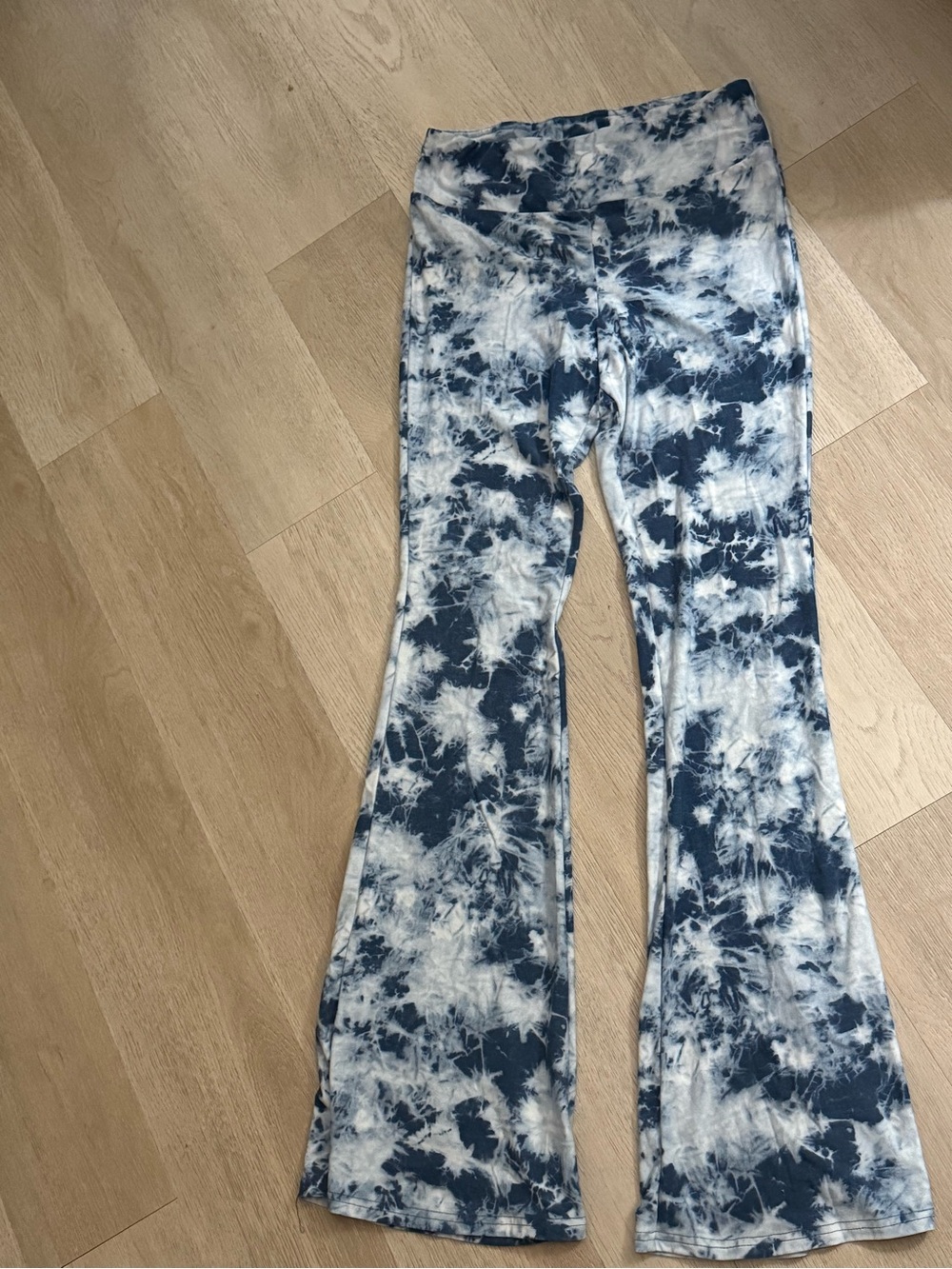 No Boundaries Navy and White Tie-Dye Flare Jeans